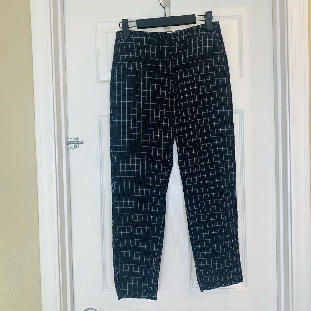 Princess Polly Black Grid Print Spiro Pants Size 2